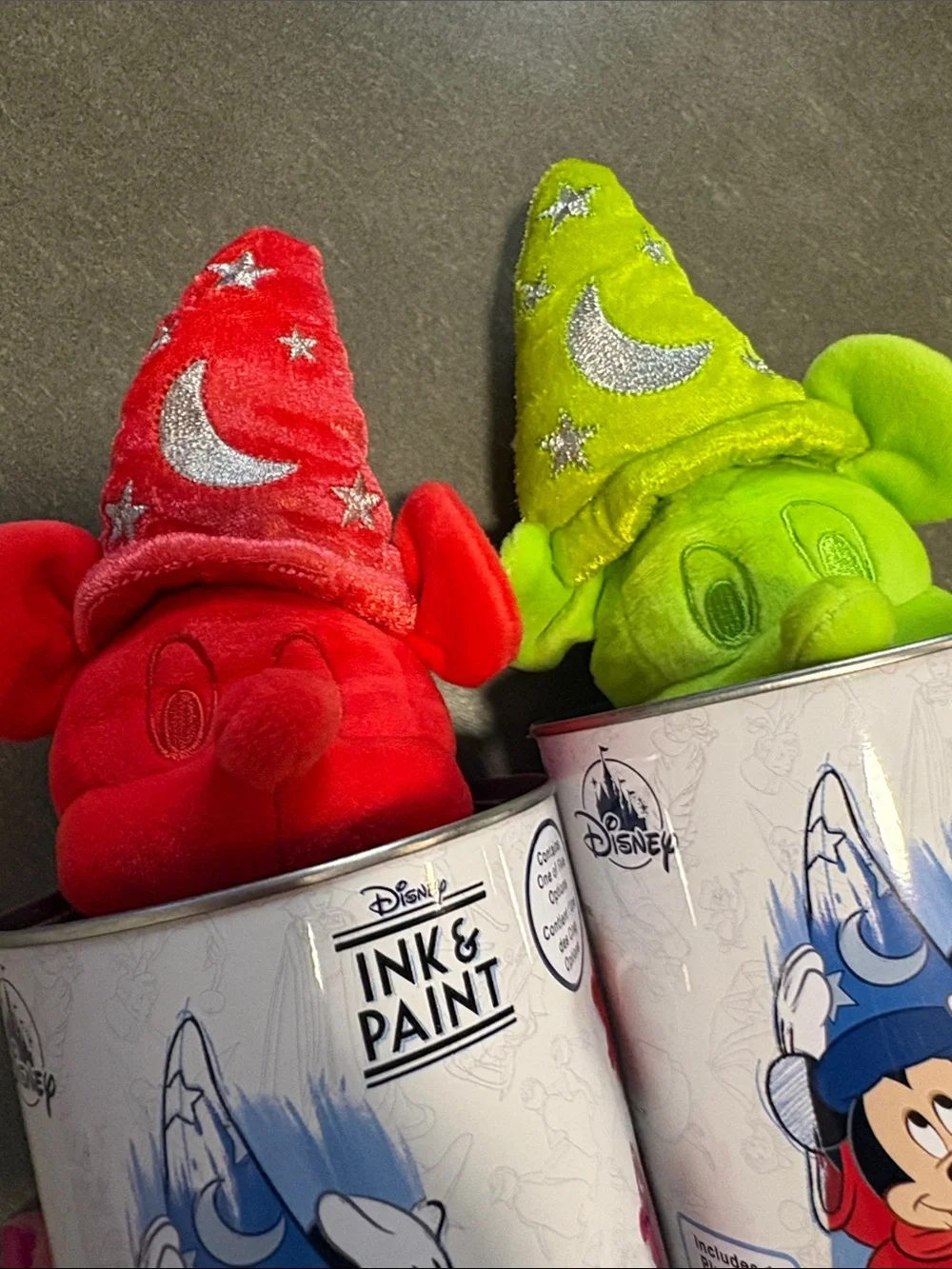 Disney Ink & Paint Sorcerer Mickey Plush - Red & Lime (set of both) one of each